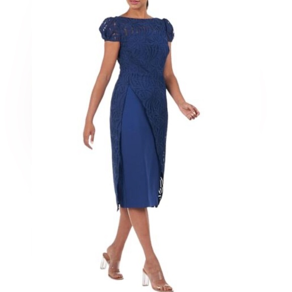 NWT Kay Unger Womens Zelda Lace Mini Dress Size 2 - Picture 1 of 12